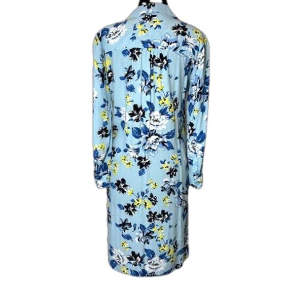 DVF Diane Von Furstenberg Vintage Floral Shirt Dress Blue Floral Size 6 - Picture 3 of 16